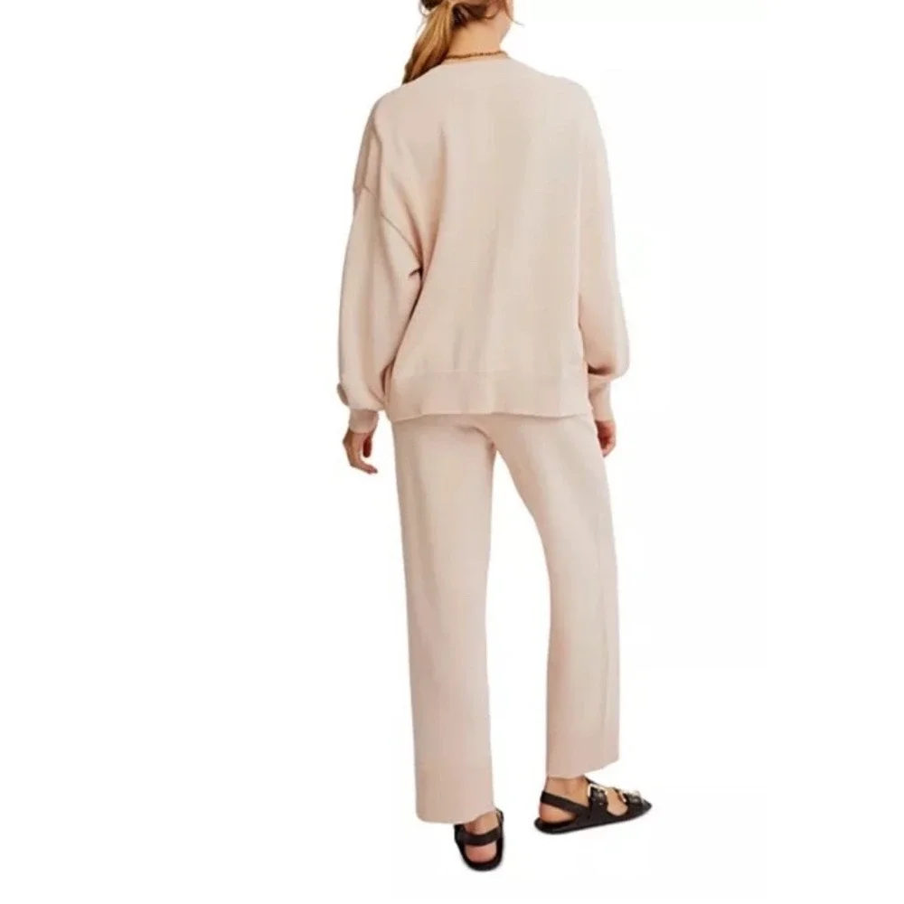 Free People Beach Solar Sweater 2 Piece Set Beige Pants And Top Small Medium